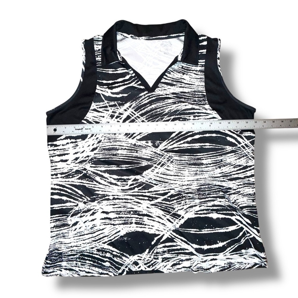 SLAZENGER Women's Marble Pin Tuck Sleeveless Golf Polo - XXL Black/White - Picture 9 of 13